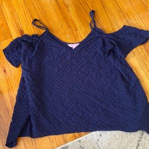 Lilly Pulitzer navy cold shoulder top